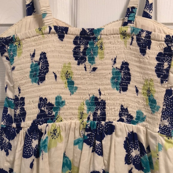 White Sundress with Blue and Green Floral - Picture 3 of 4